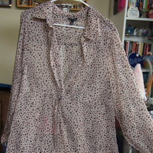 Torrid, Sheer Pink Cheetah Print Blouse